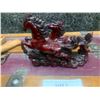 Image 4 : Red Resin Horse Sculpture, Antler, Blue Geode Crystal & Wood Tripod Bowl Holder
