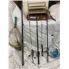 Image 1 : Two Small Hand Nets, Asst Fishing Rods, Filet Knife, Tackle Box w Asst Fishing Gear