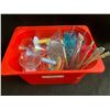 Image 3 : Vintage Colourful Sundae Set with Spoons, Straw-sticks & 3 Blue Glasses & Stir Sticks