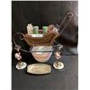 Image 2 : Christmas Decor, Wooden Sleigh,  Party Light Tealight, Green Candles, Silver Dish, Popcorn Bowl