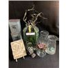 Image 3 : Vintage Galvanized Coffee & Sugar Cans, Glass Terrarium, Dried Flowers, Ceramic Praying Hands and De