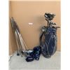 Image 1 : Blue Leather Golf Bag, Right Handed Lynx Master Irons, Tour Model Putter, Riviera Drivers etc