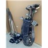 Image 6 : Blue Leather Golf Bag, Right Handed Lynx Master Irons, Tour Model Putter, Riviera Drivers etc