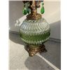 Image 4 : Pair of Vintage Green Glass Table Lamps w Tinted Shades