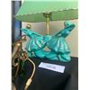 Image 2 : Vintage Crystal Handing Lamp, Mid Century Modern Ballerina Lamp w Green Shade