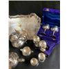 Image 3 : Silver Plated Tea Set, Chalices, Brass Salt & Pepper Shakers