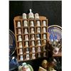 Image 3 : Porcelain Figurines, Miniature Tea Set, Thimbles in Wooden Case, Brass Horse, Cast Soapstone Animal 
