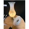 Image 4 : Wooden Barrel, Christmas Décor, Large Glass Vase & Milk Glass Wall Sconce (tested)