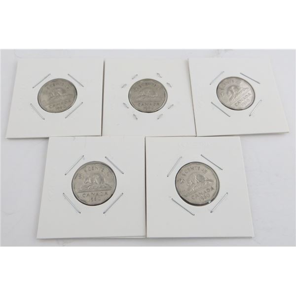 5x Canadian Nickels 1960