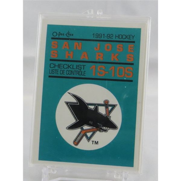 1991-92 OPC San Jose Sharks Set 10 Cards