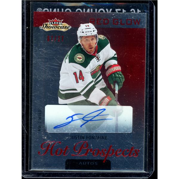2013-14 Fleer Showcase Red Glow #146 Justin Fontaine Autograph 7/27