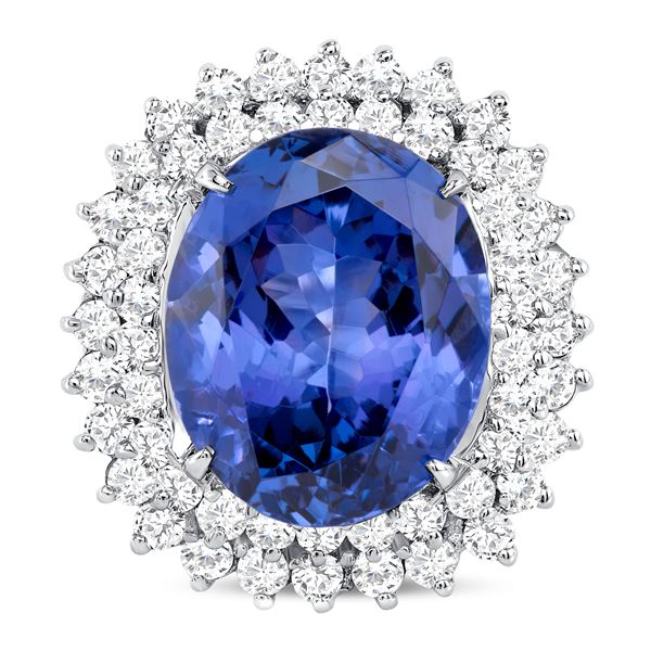 17.52ct Oval Tanzanite & Diamond Ring