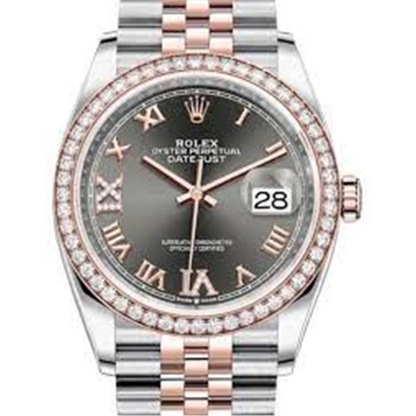 Rolex 36MM Datejust SS/RG With Diamond Bezel Model # 126281RBR
