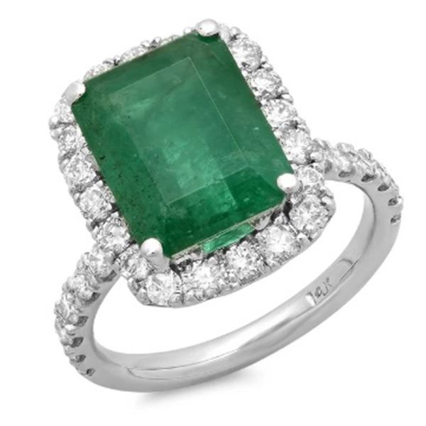 5.3ct Emerald 14 K White Gold Ring