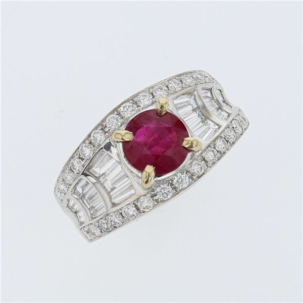 1.48ct Piegon Blood Red Ruby 18K White Gold Ring