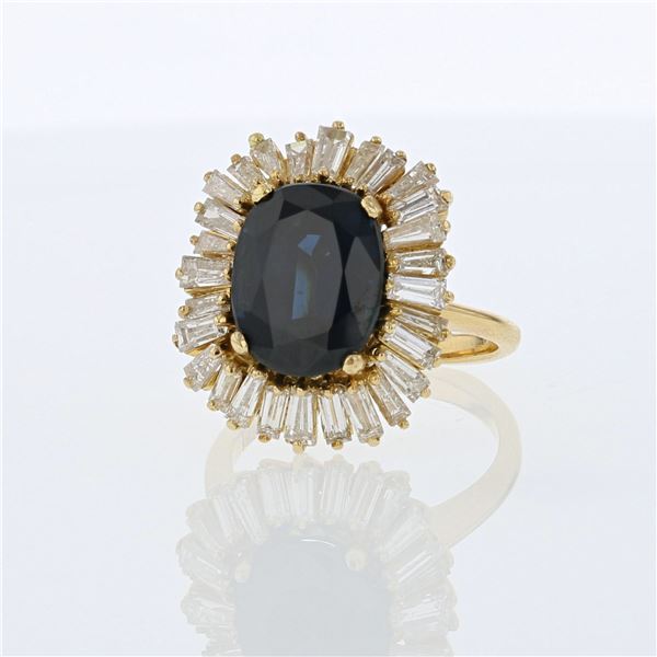 6.81ct Natural Blue Sapphire 18K Yellow Gold Ring