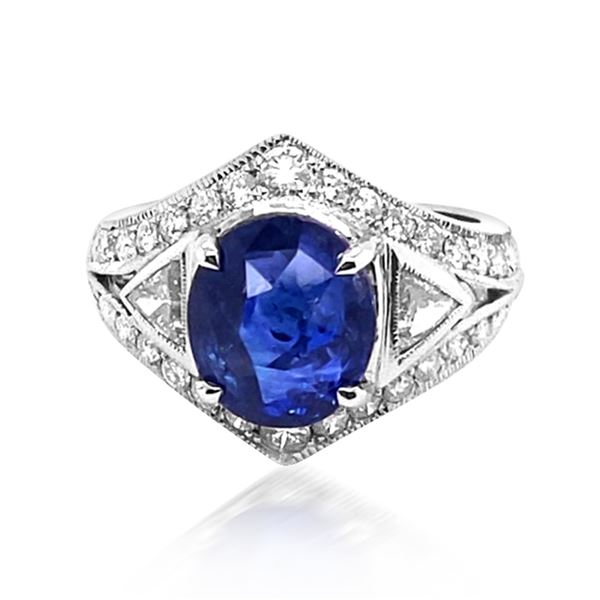 5.1ct Ceylon Blue Sapphire 14K White Gold Ring