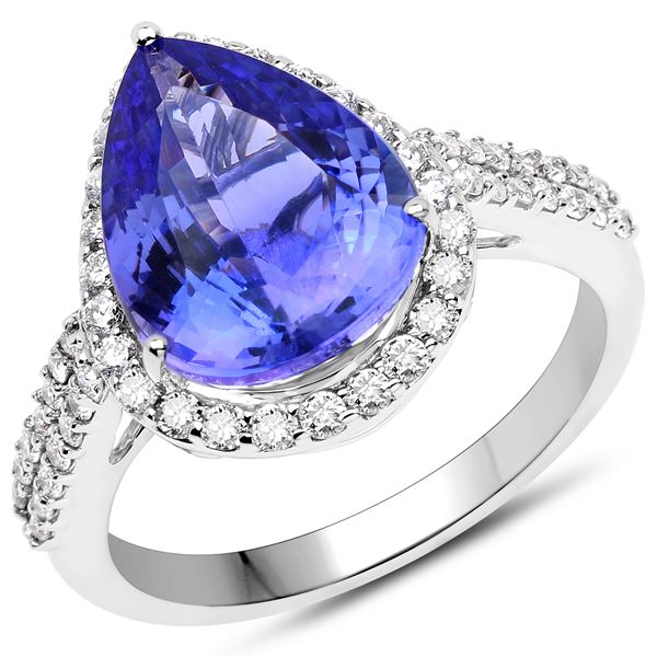 5.17ct Tanzanite 14K White Gold Ring