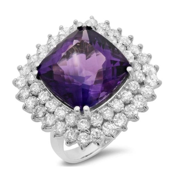 11.7ct Amethyst 14 K White Gold Ring