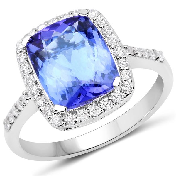 3.4ct Tanzanite 14K White Gold Ring