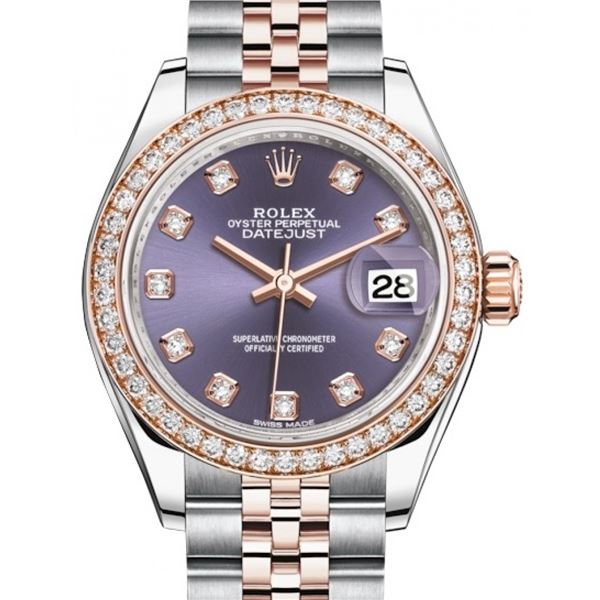 Rolex Datejust 28MM SS/RG with Diamond Bezel Model # 279381