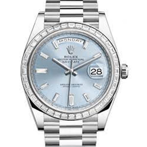 Rolex Day Date Platinum with Baguette Bezel Model # 228396TBR