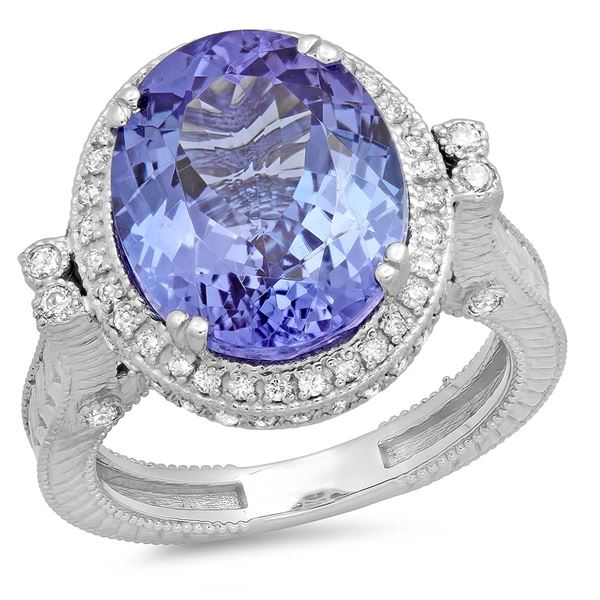 8.78ct Tanzanite 14 K White Gold Ring