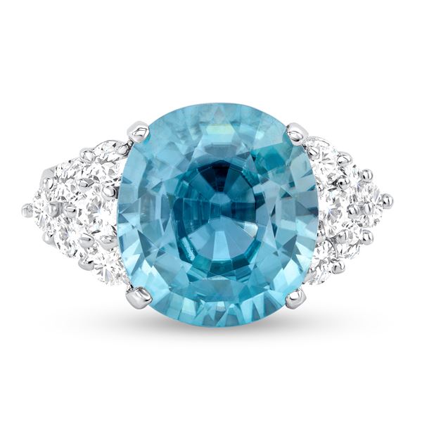 10.02ct blue zircon & Diamond Ring