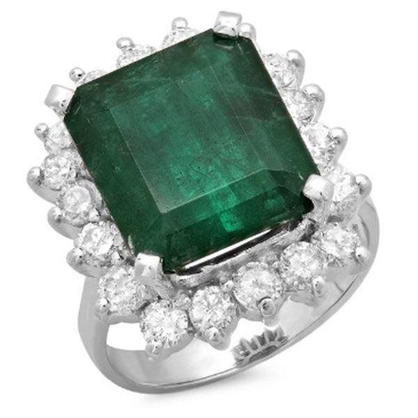 7.5ct Emerald 14 K White Gold Ring