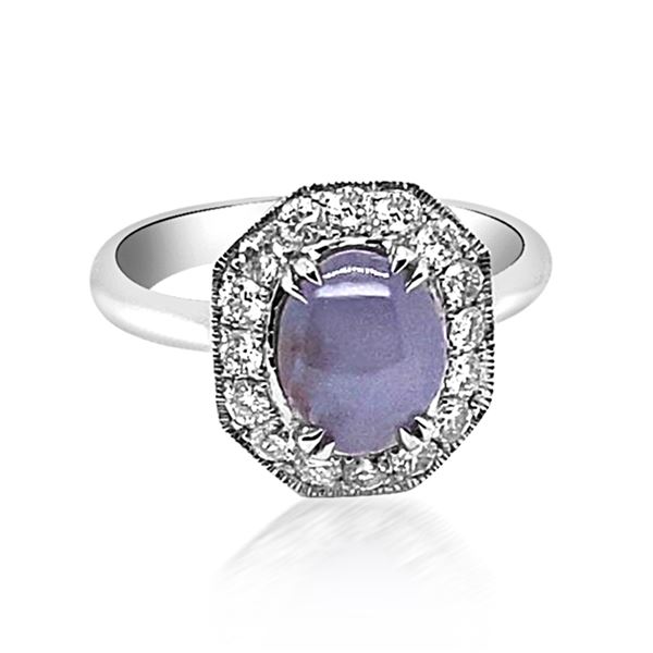 2.82ct Natural Ceylon Star Sapphire 14K White Gold Ring