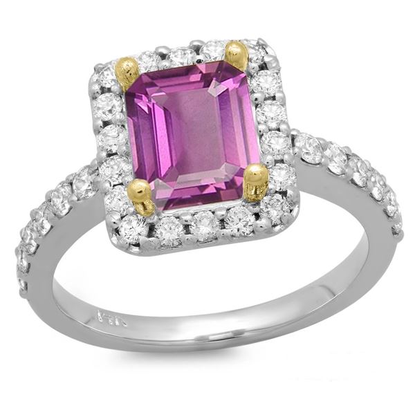1.66ct Pink Sapphire 14 K White  Gold Ring