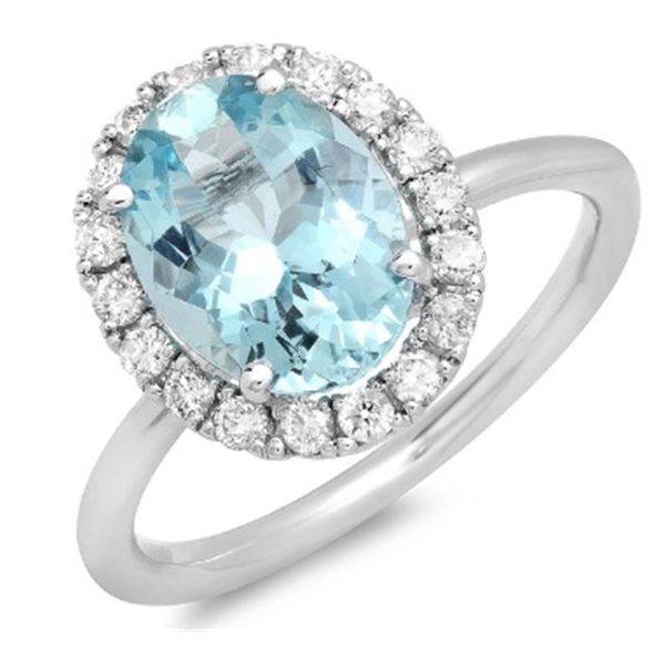 4.9ct Aqua 14 K White Gold Ring