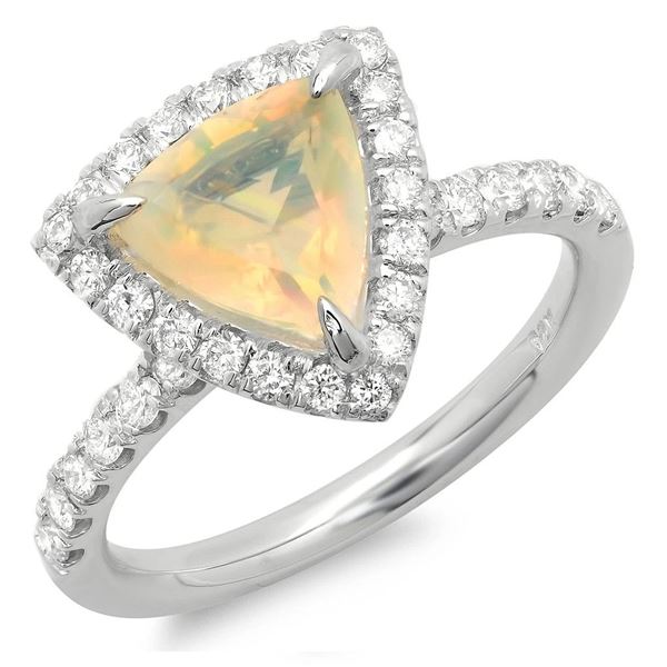 0.98ct Opal 14 K White  Gold Ring