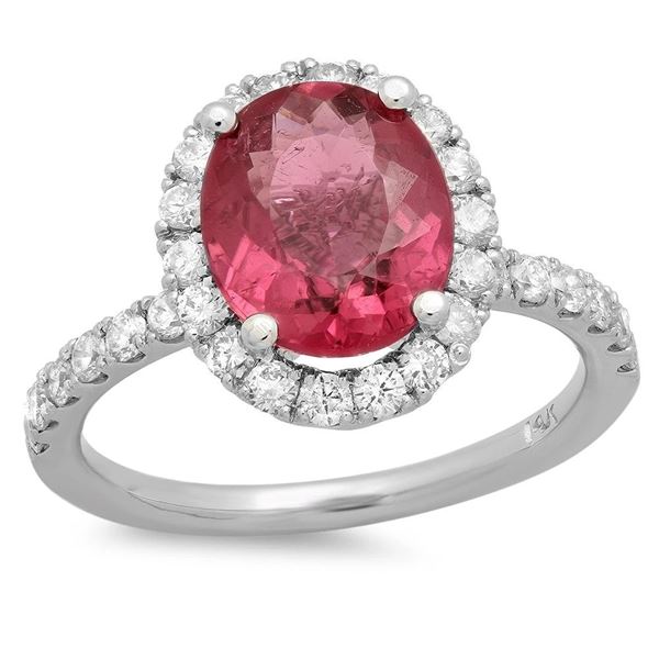 2.11ct Pink Tourmaline 14 K White  Gold Ring