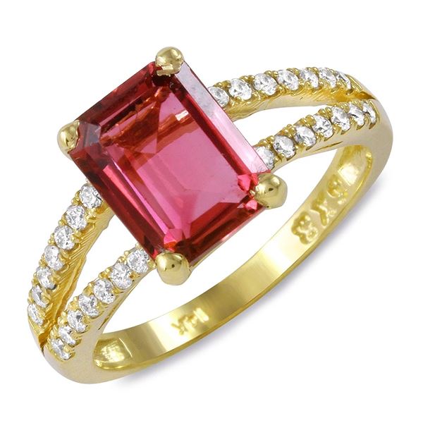 2.21ct Pink Tourmaline 14 K Yellow Gold Ring