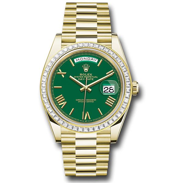 Rolex Day Date YG with Baguette Bezel Model # 228398TBR
