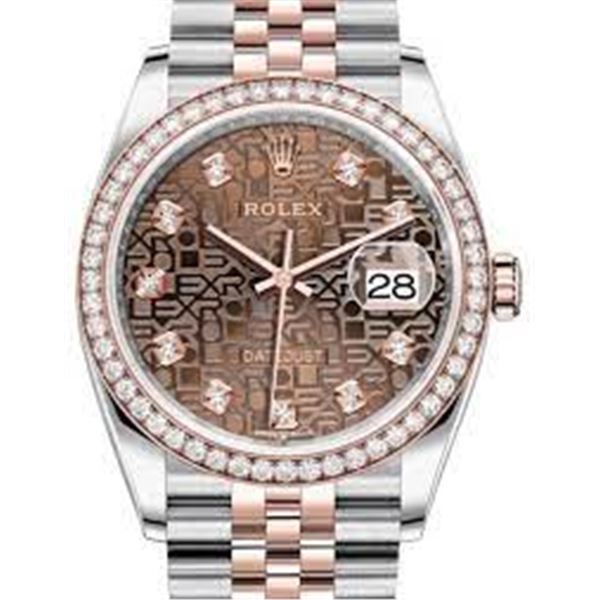 Rolex 36MM Datejust SS/RG With Diamond Bezel Model # 126281RBR