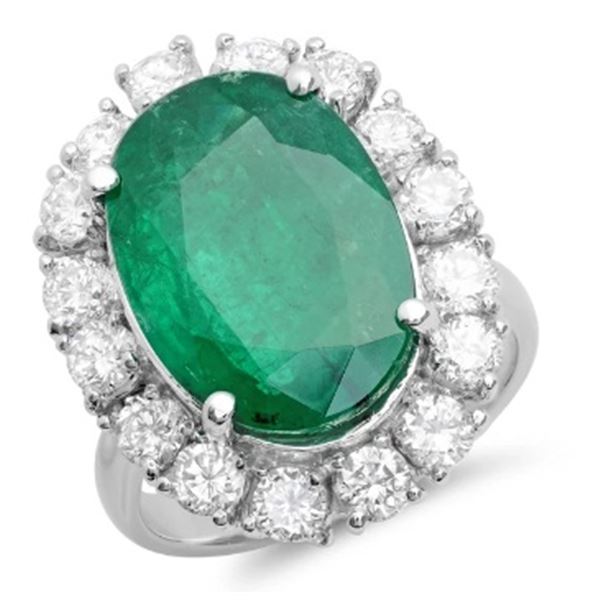 8.58ct Emerald 14 K White Gold Ring