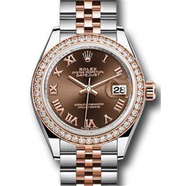 Rolex Datejust 28MM SS/RG with Diamond Bezel Model # 279381