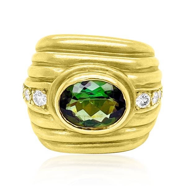 3ct Green Tourmaline 18K Yellow Gold Ring
