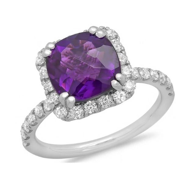 2.85ct Amethyst 14 K White Gold Ring