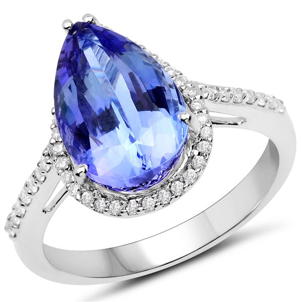 4.39ct Tanzanite 14K White Gold Ring