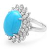 Image 2 : 7.44ct Turquoise 14 K White  Gold Ring