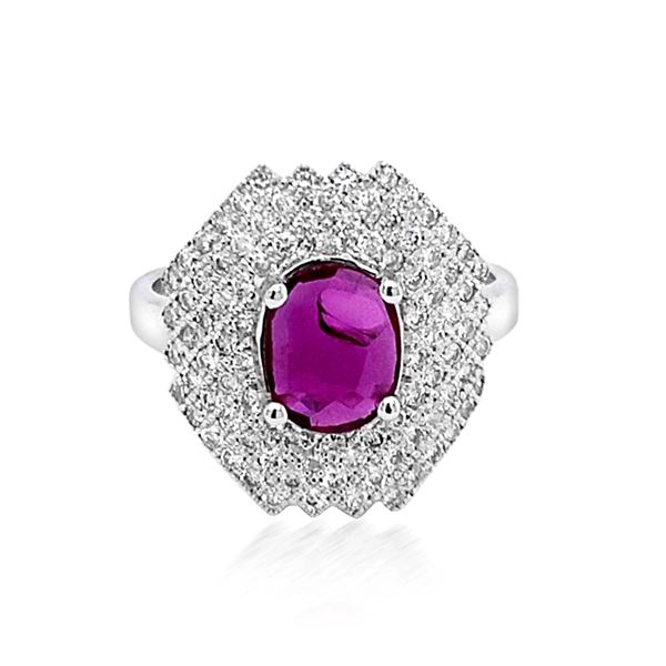 1.01ct Natural Ruby 14K White Gold Ring