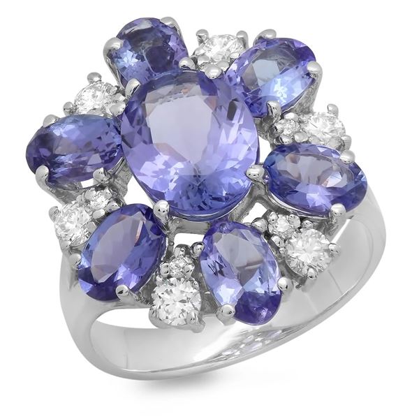 4.77ct Tanzanite 14 K White Gold Ring