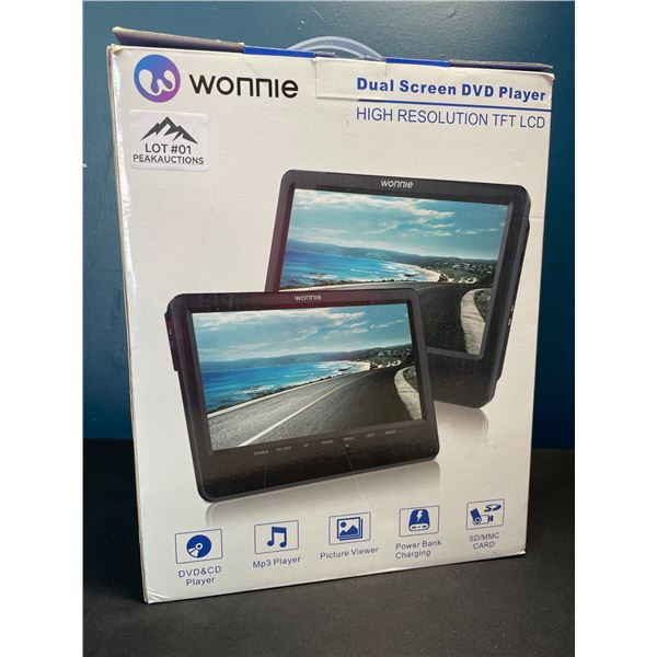 Lot of 1 Wonnie 10-Inch Dual Screen DVD Player for Vehicles - BRAND NEW!