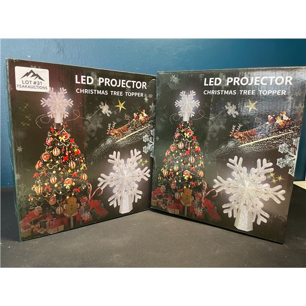 Lot of 2 LED Projector Christmas Tree Toppers