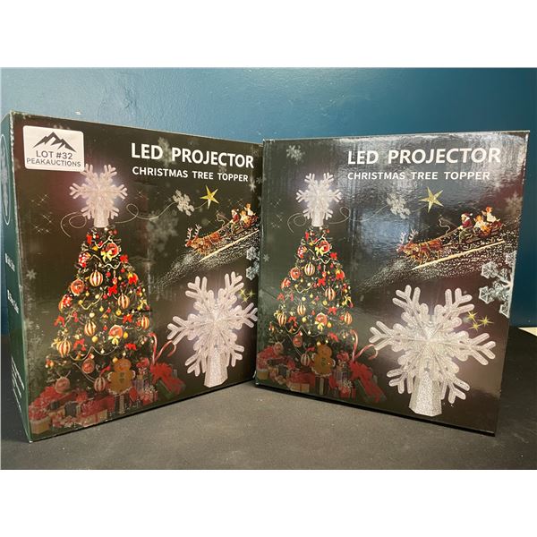Lot of 2 LED Projector Christmas Tree Toppers