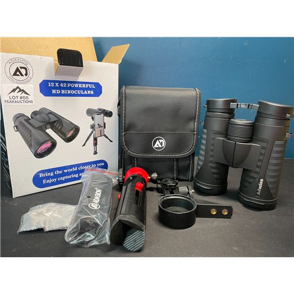 Lot of 1 Pair of 12x42 Powerful HD Binoculars w/ Tripod Stand