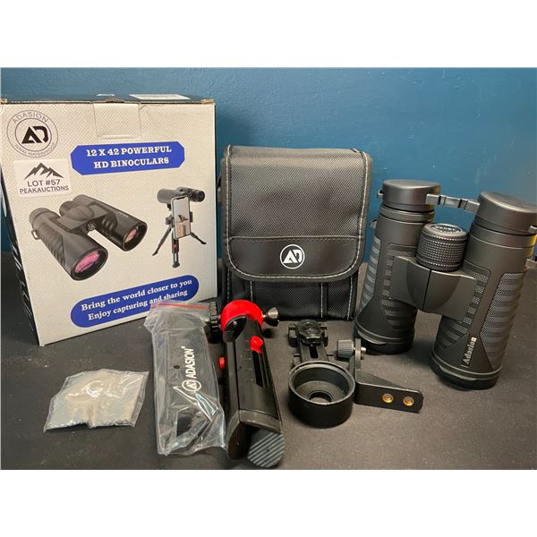 Lot of 1 Pair of 12x42 Powerful HD Binoculars w/ Tripod Stand